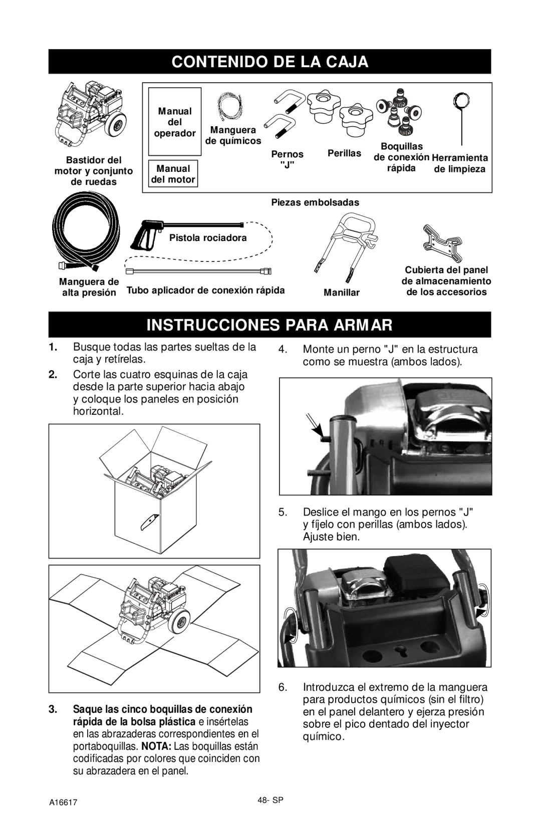 DeVillbiss Air Power Company XR2625, A16617 operation manual Contenido DE LA Caja 