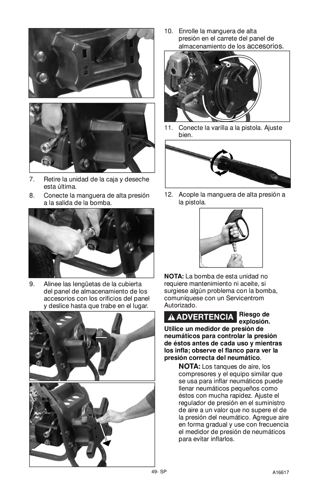 DeVillbiss Air Power Company A16617, XR2625 operation manual Riesgo de explosión 