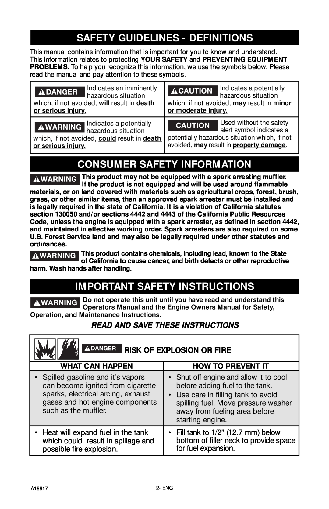 DeVillbiss Air Power Company XR2625, A16617 Safety Guidelines - Definitions, Consumer Safety Information, What Can Happen 