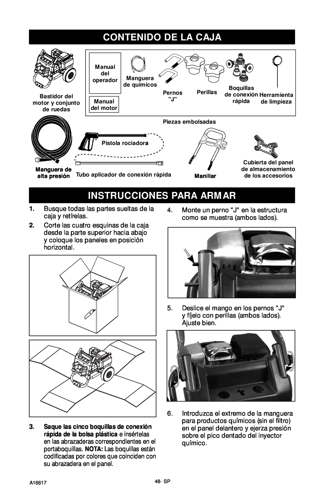 DeVillbiss Air Power Company XR2625, A16617 operation manual Contenido De La Caja, Instrucciones Para Armar 