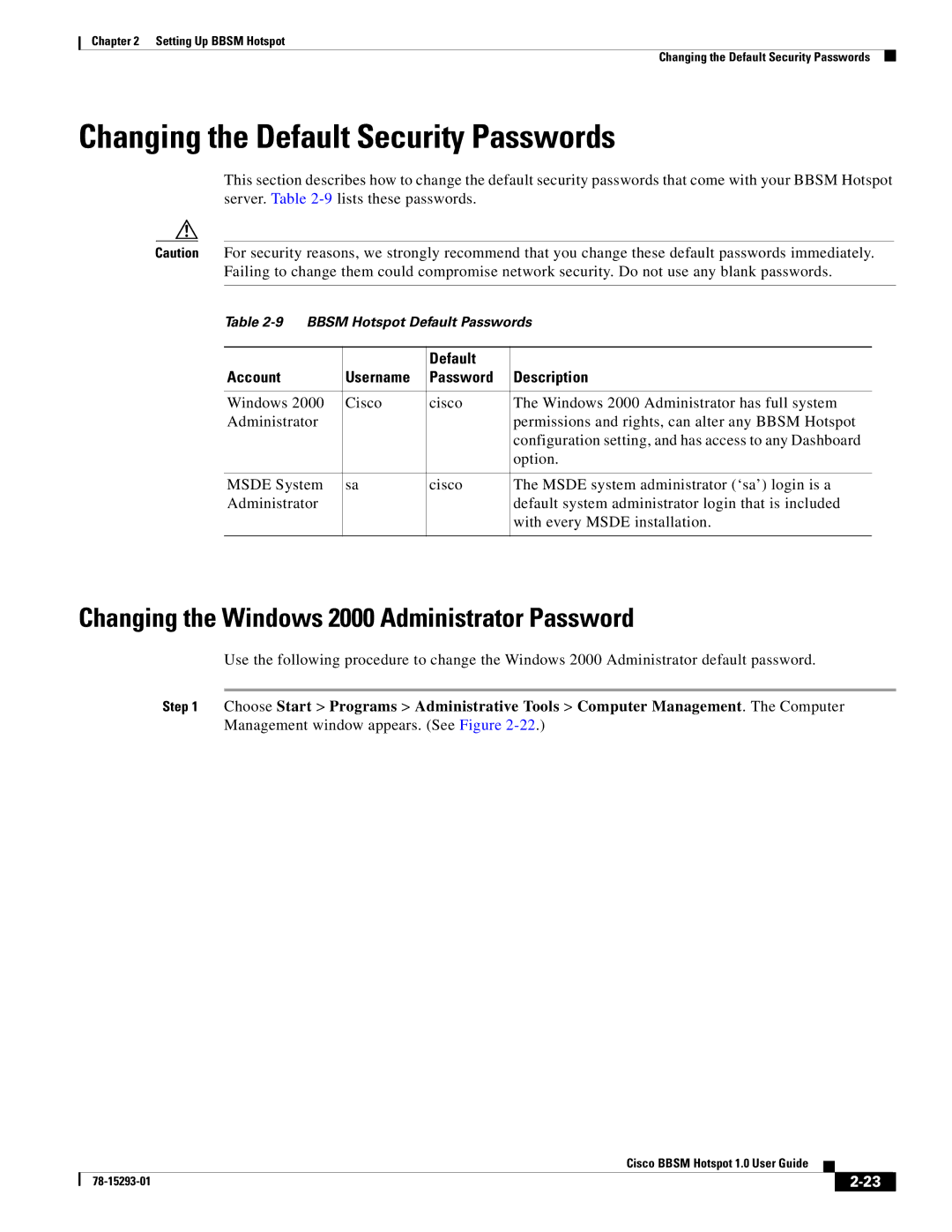 DeWalt 1 appendix Changing the Default Security Passwords, Changing the Windows 2000 Administrator Password 