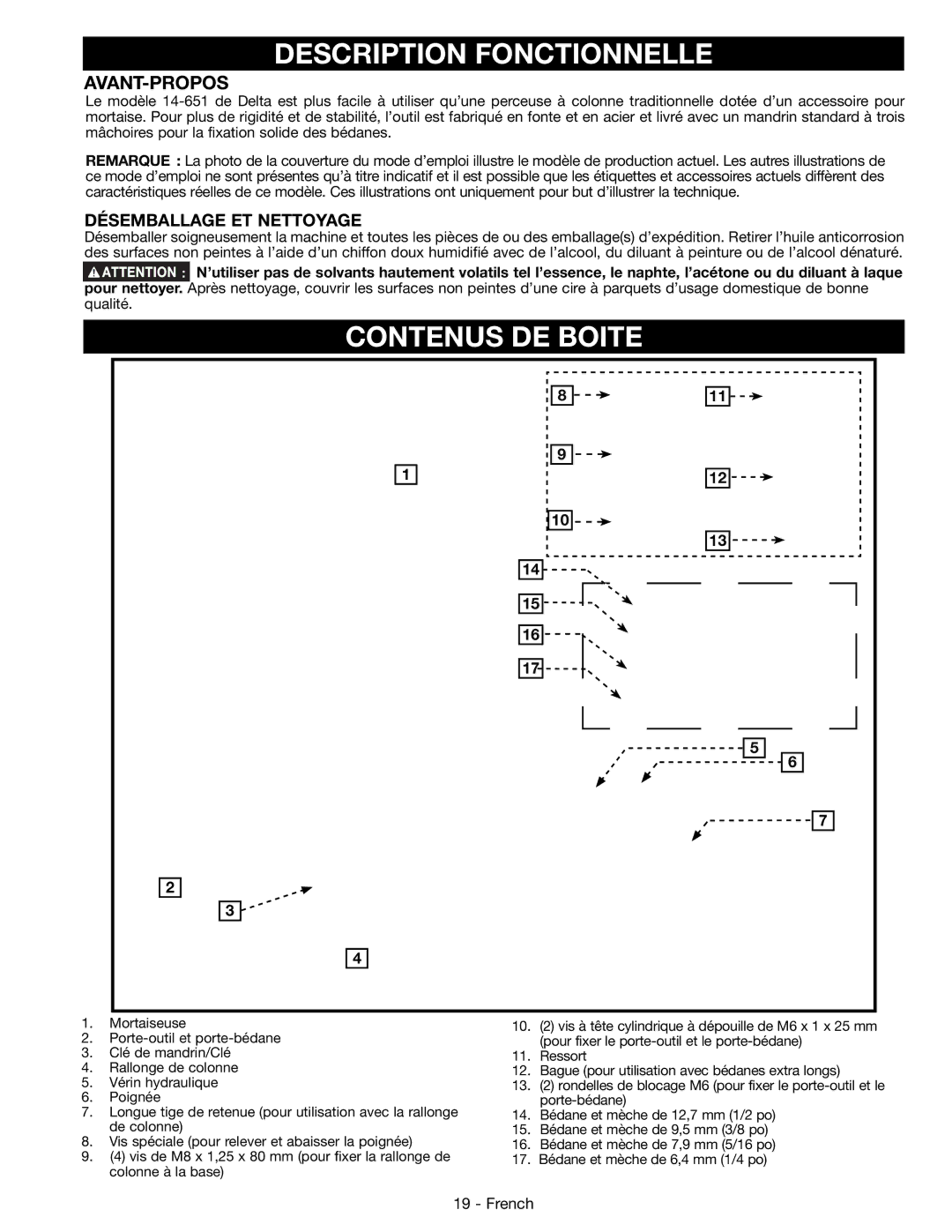 DeWalt 14-65l instruction manual Description Fonctionnelle, Contenus DE Boite, Avant-Propos, Désemballage ET Nettoyage 