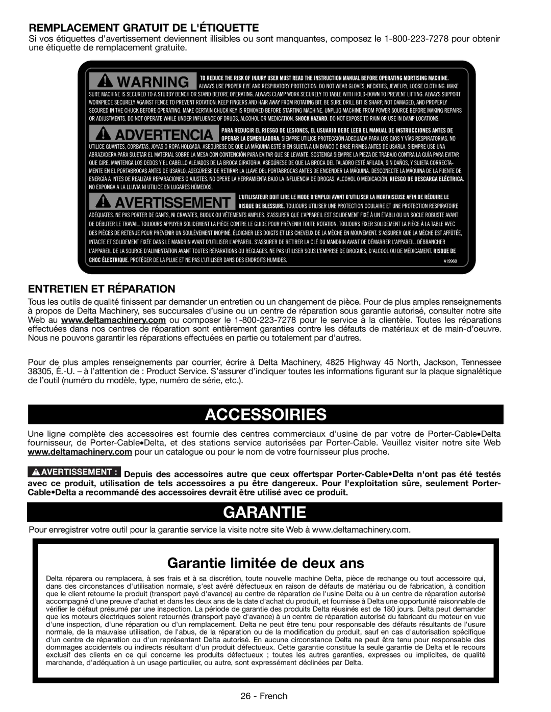 DeWalt 14-65l instruction manual Accessoiries, Garantie, Remplacement Gratuit DE Létiquette, Entretien ET Réparation 