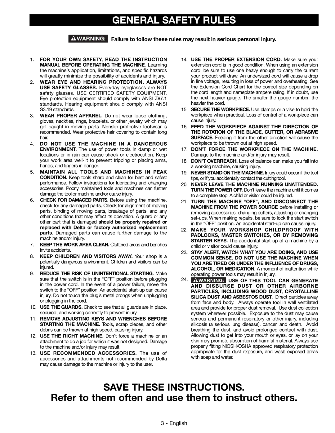 DeWalt 14-65l instruction manual General Safety Rules, Stay ALERT, Watch What YOU are DOING, and USE 