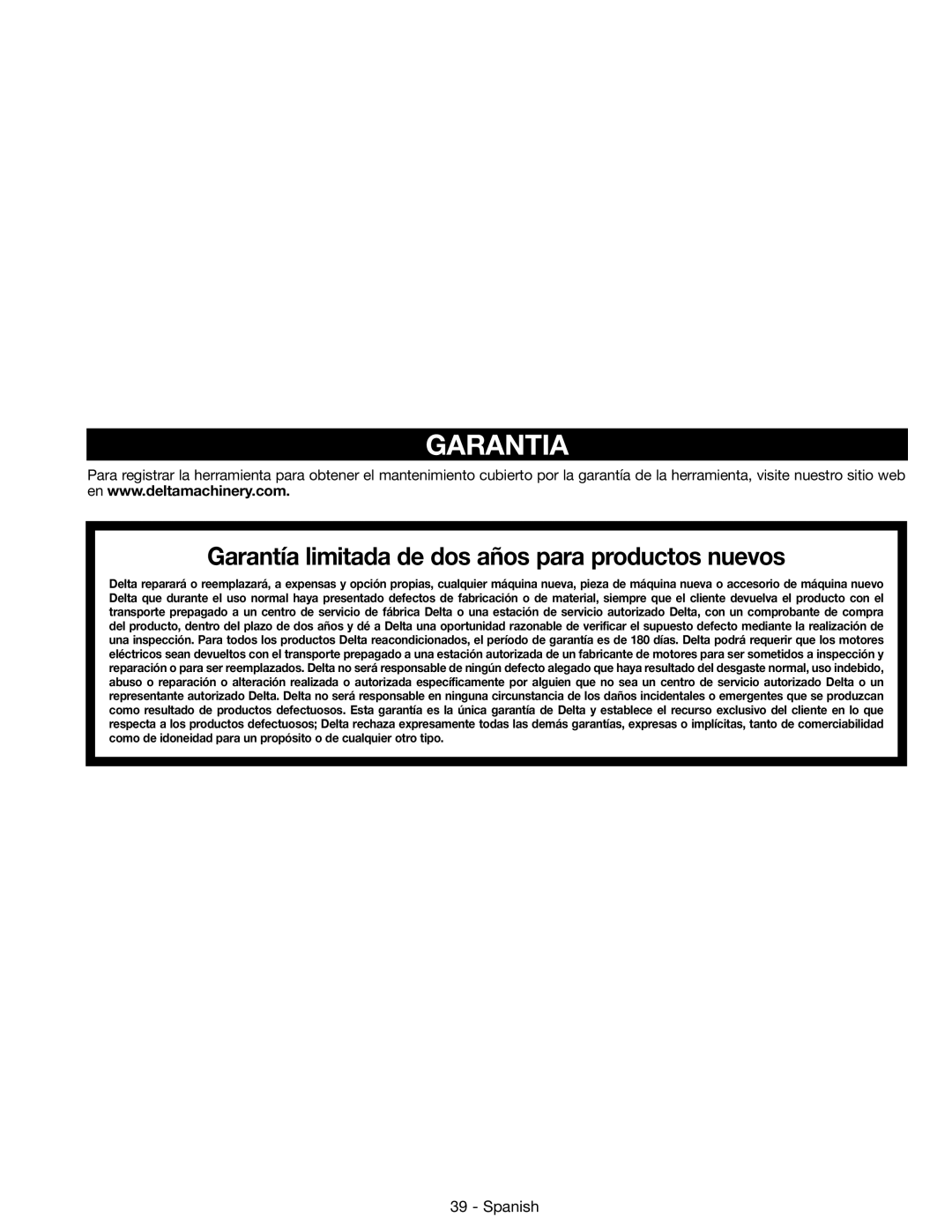 DeWalt 14-65l instruction manual Garantia, Garantía limitada de dos años para productos nuevos 