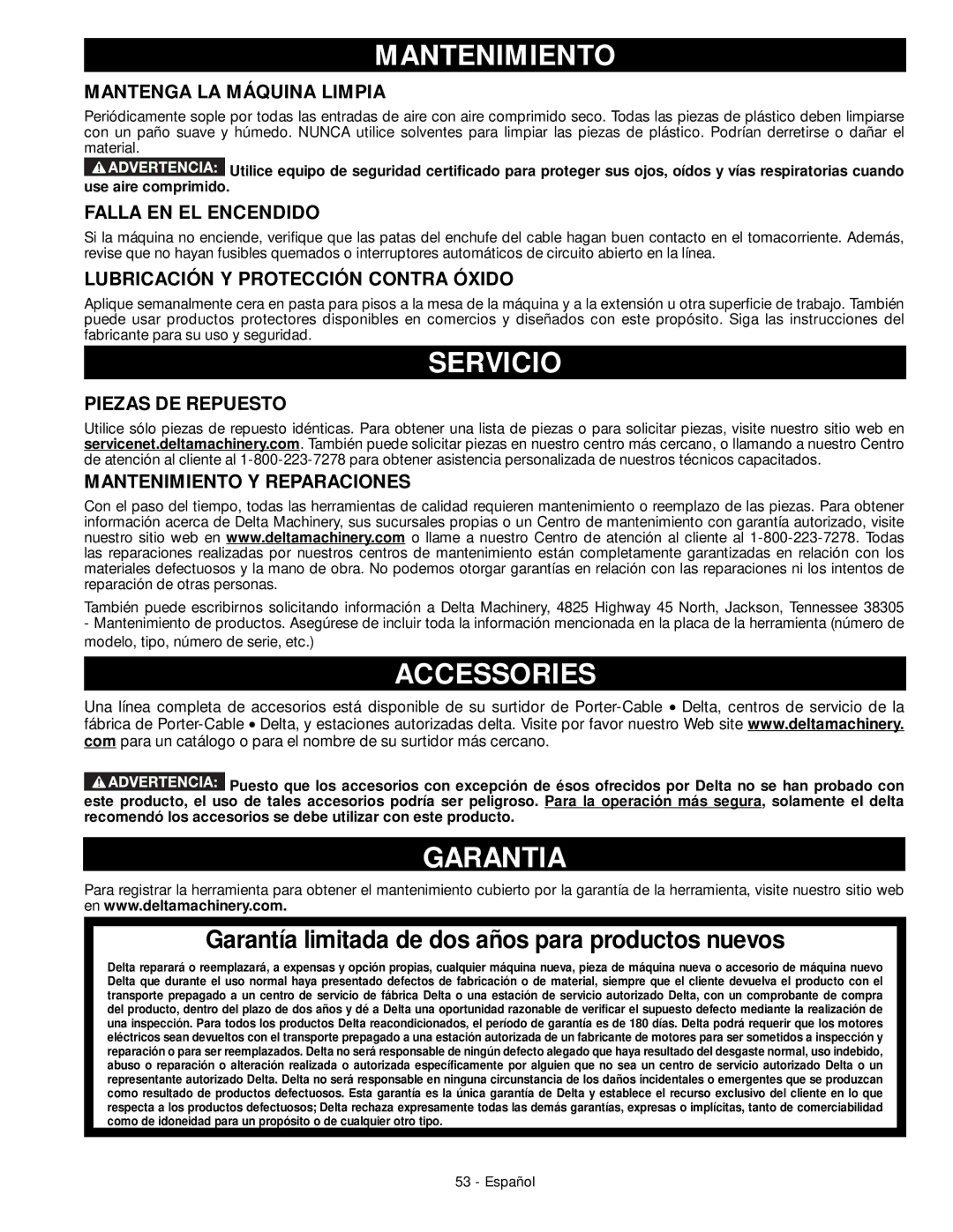 DeWalt 18657 instruction manual Servicio, Garantia 