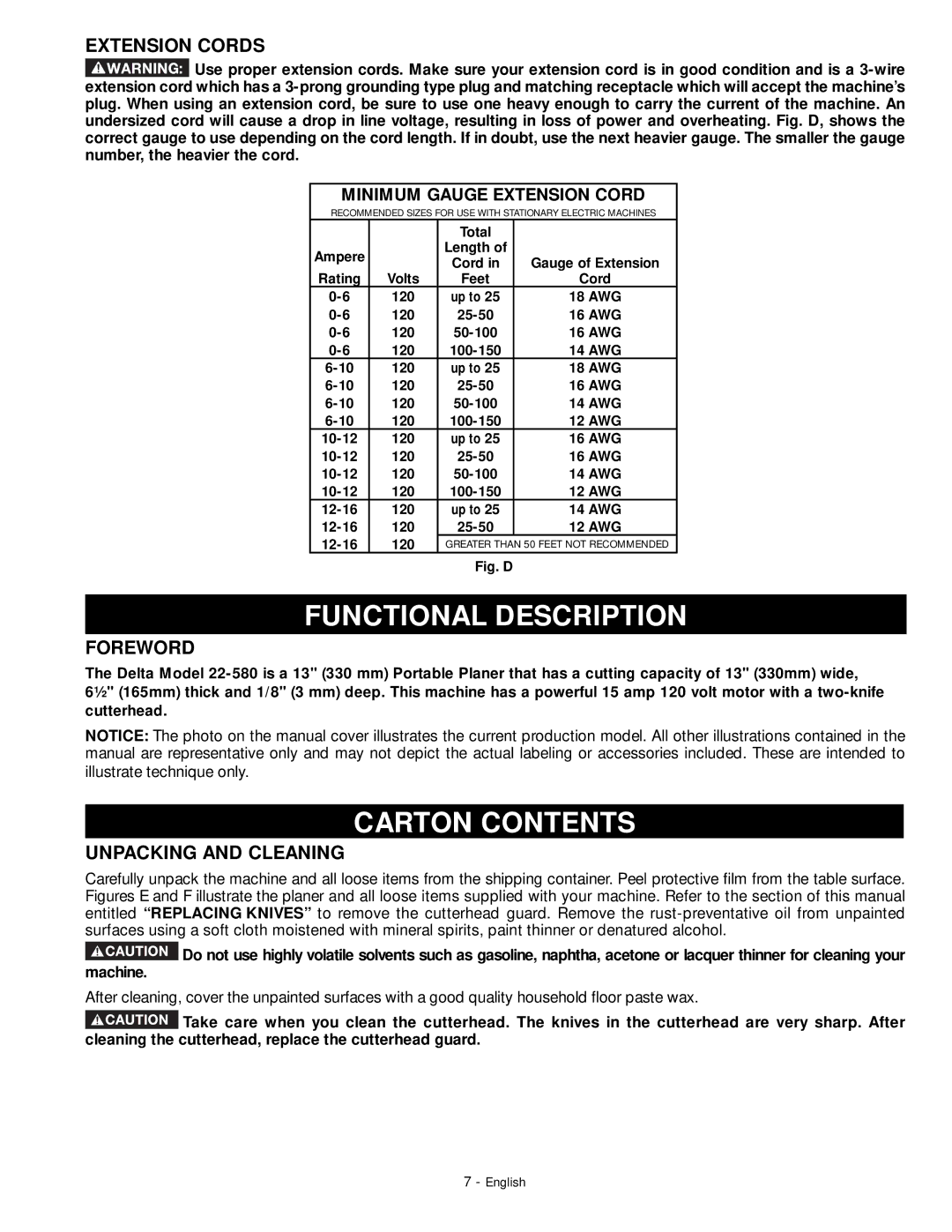 DeWalt 18657 instruction manual Functional Description, Carton Contents 