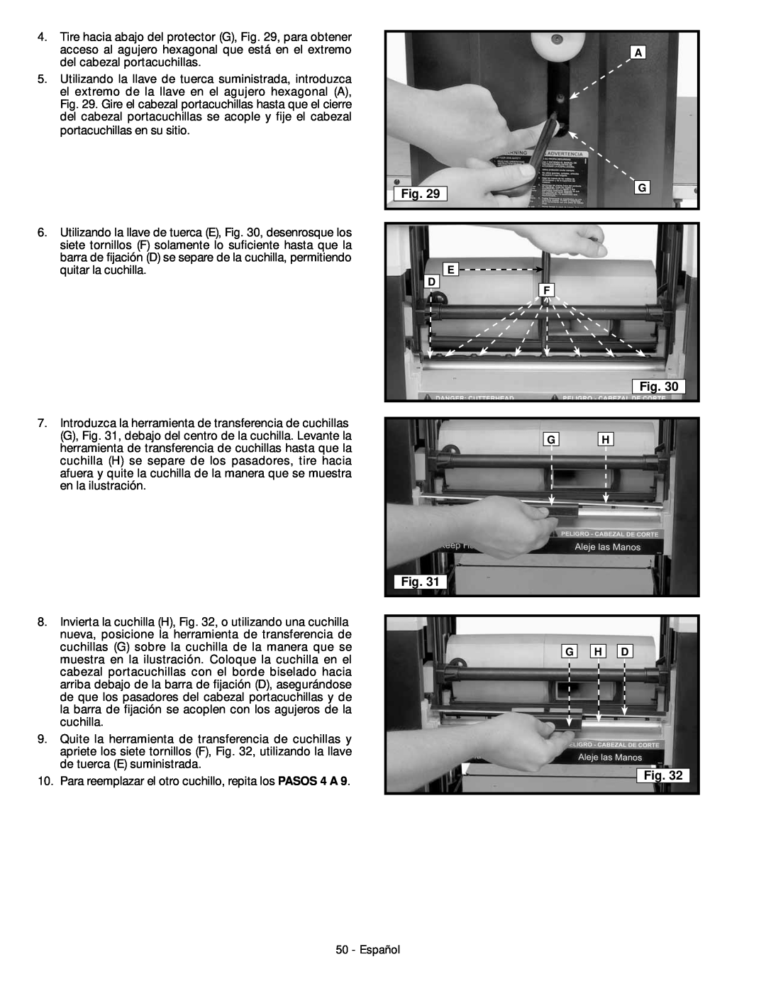 DeWalt 18657 instruction manual Para reemplazar el otro cuchillo, repita los PASOS 4 A 