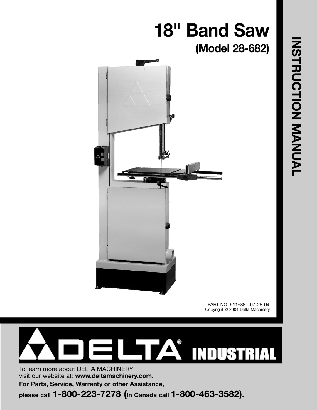 DeWalt 28-682 instruction manual Band Saw 