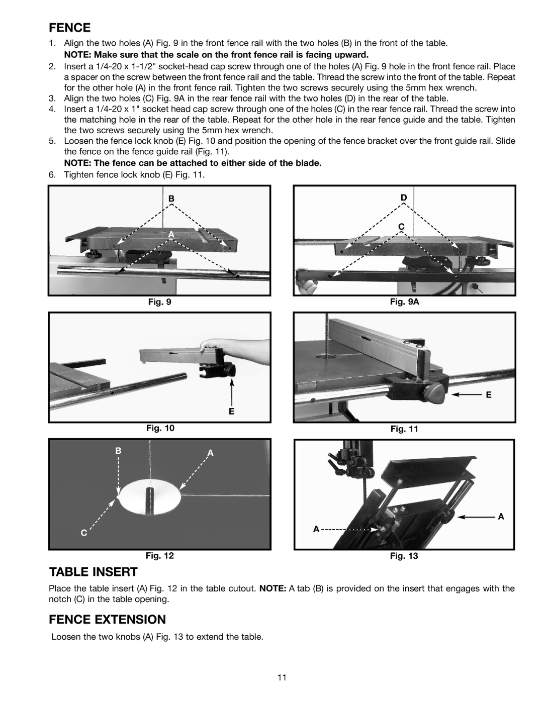 DeWalt 28-682 instruction manual Table Insert, Fence Extension 