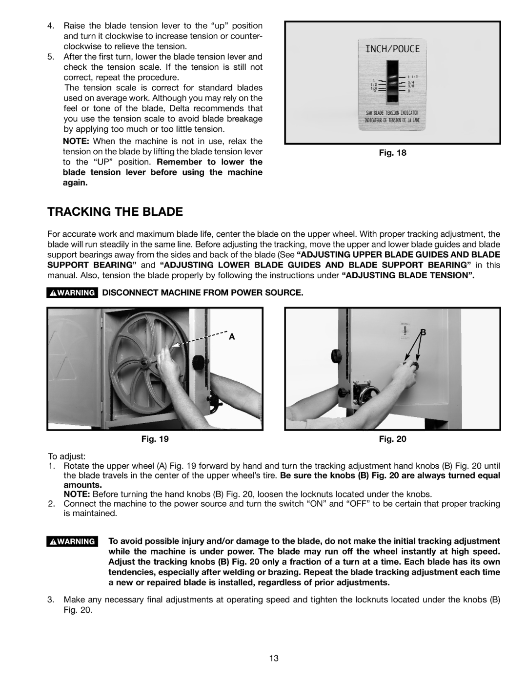 DeWalt 28-682 instruction manual Tracking the Blade 