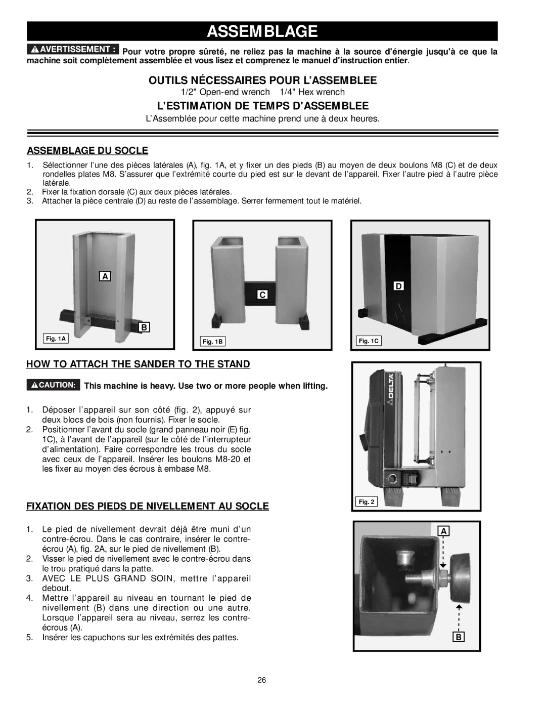 DeWalt 31-260X Outils Nécessaires Pour L’ASSEMBLEE, Lestimation DE Temps Dassemblee, Assemblage DU Socle 