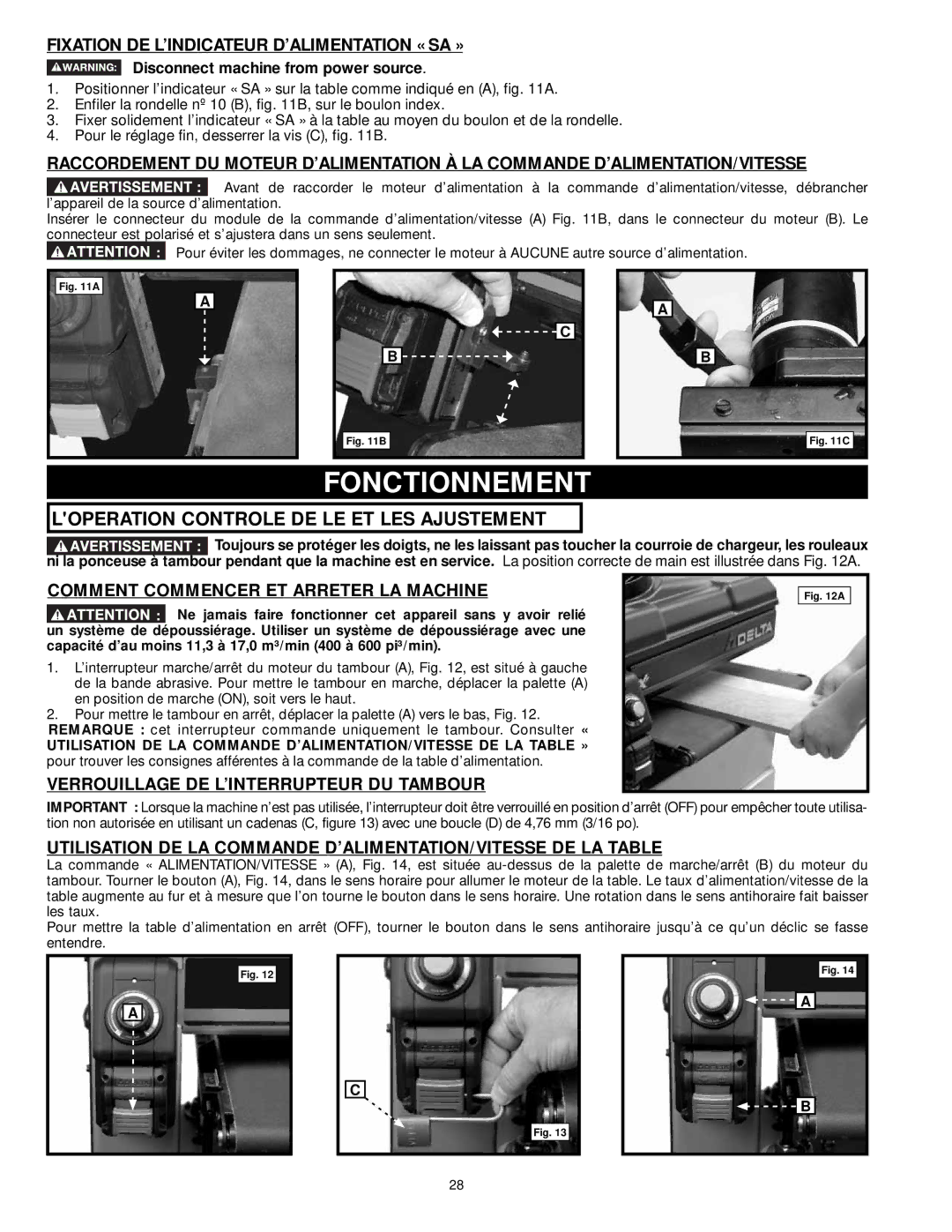 DeWalt 31-260X Fonctionnement, Loperation Controle DE LE ET LES Ajustements, Comment Commencer ET Arreter LA Machine 