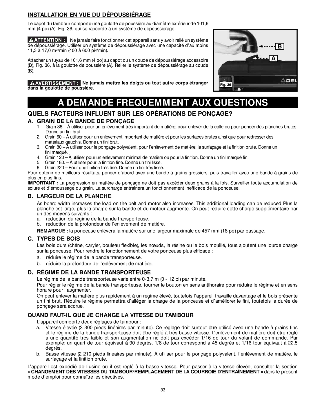 DeWalt 31-260X instruction manual Demande Frequemment AUX Questions, Quels Facteurs Influent SUR LES Opérations DE PONÇAGE? 