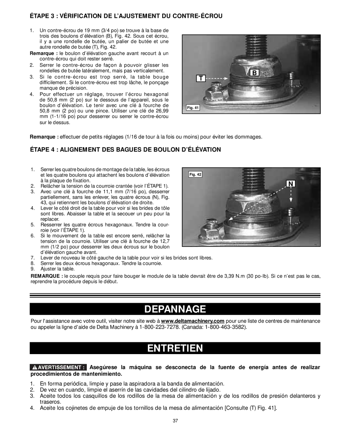 DeWalt 31-260X instruction manual Depannage Entretien, Étape 3 Vérification DE L’AJUSTEMENT DU CONTRE-ÉCROU 