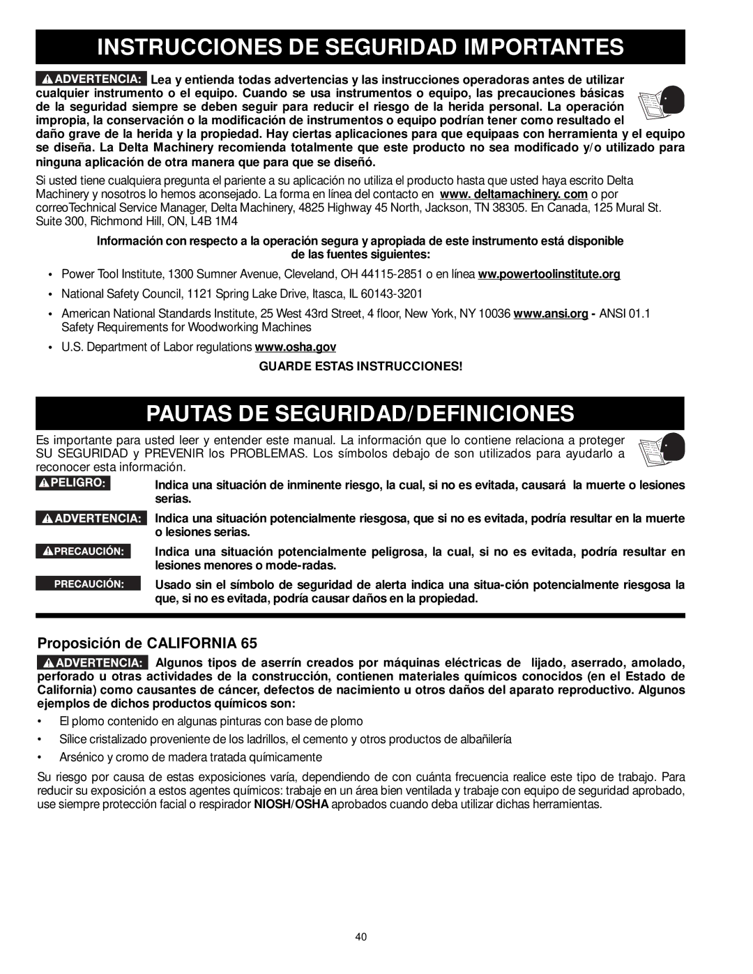 DeWalt 31-260X instruction manual Instrucciones DE Seguridad Importantes, Pautas DE SEGURIDAD/DEFINICIONES 