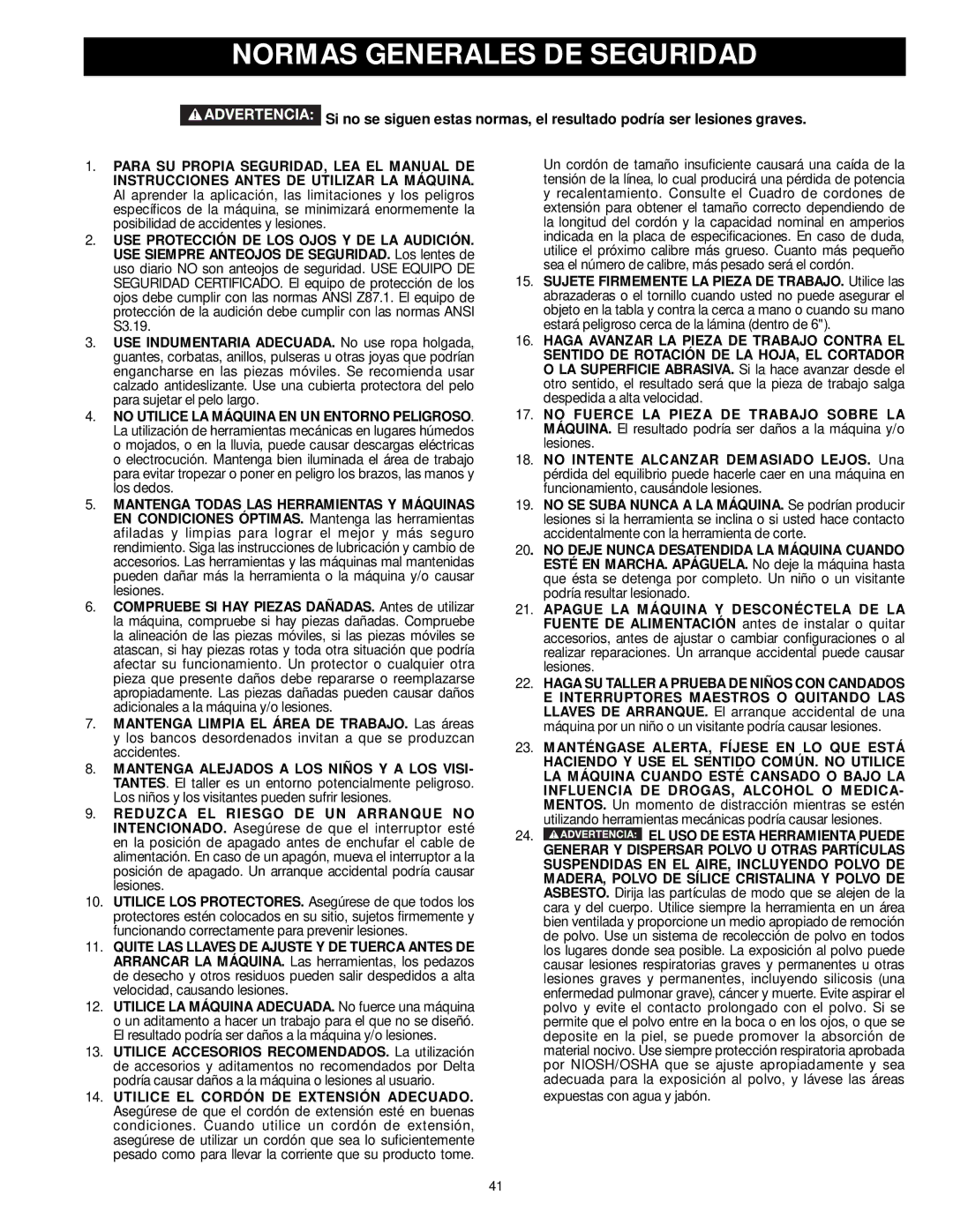 DeWalt 31-260X instruction manual Normas Generales DE Seguridad, EL USO DE Esta Herramienta Puede 