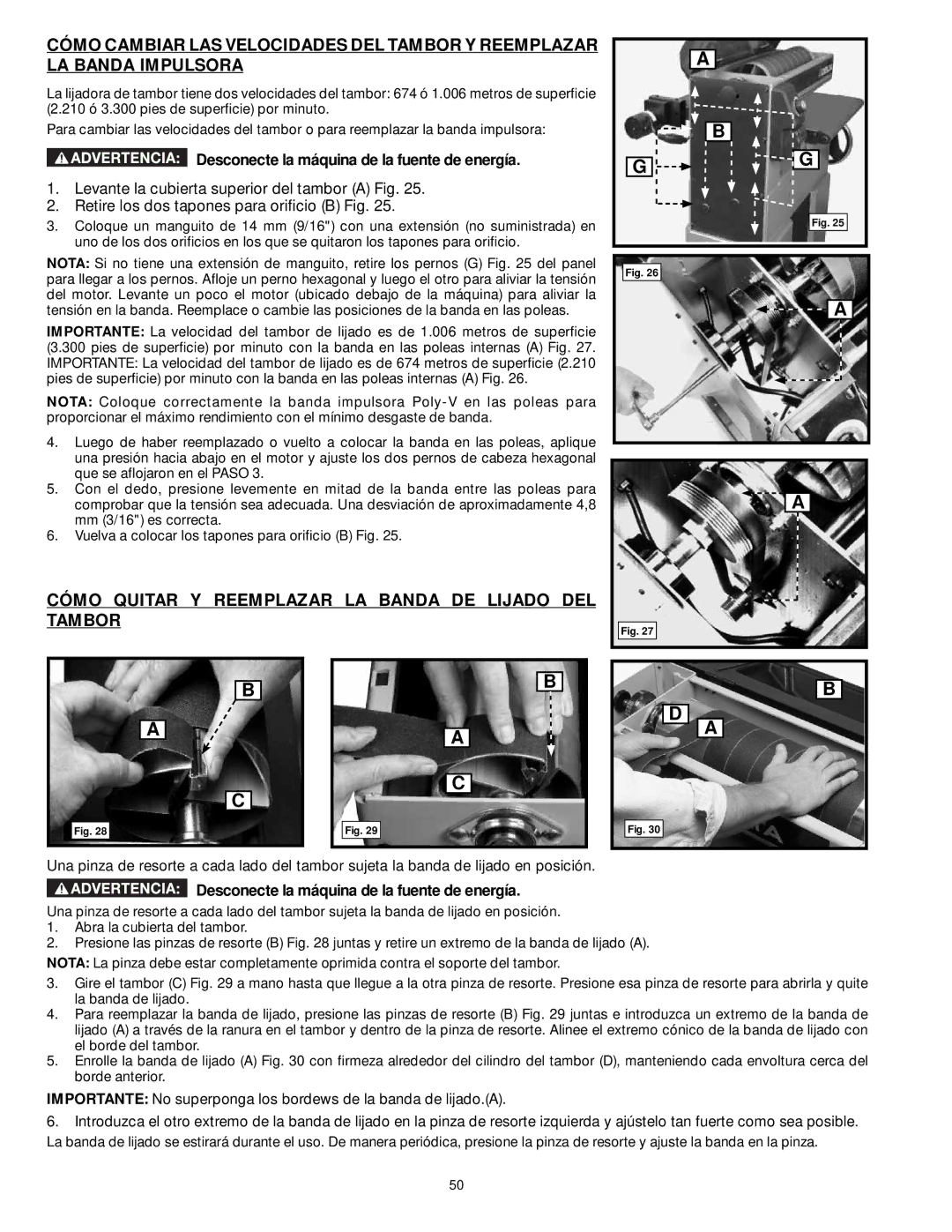 DeWalt 31-260X instruction manual Cómo Quitar Y Reemplazar LA Banda DE Lijado DEL Tambor 