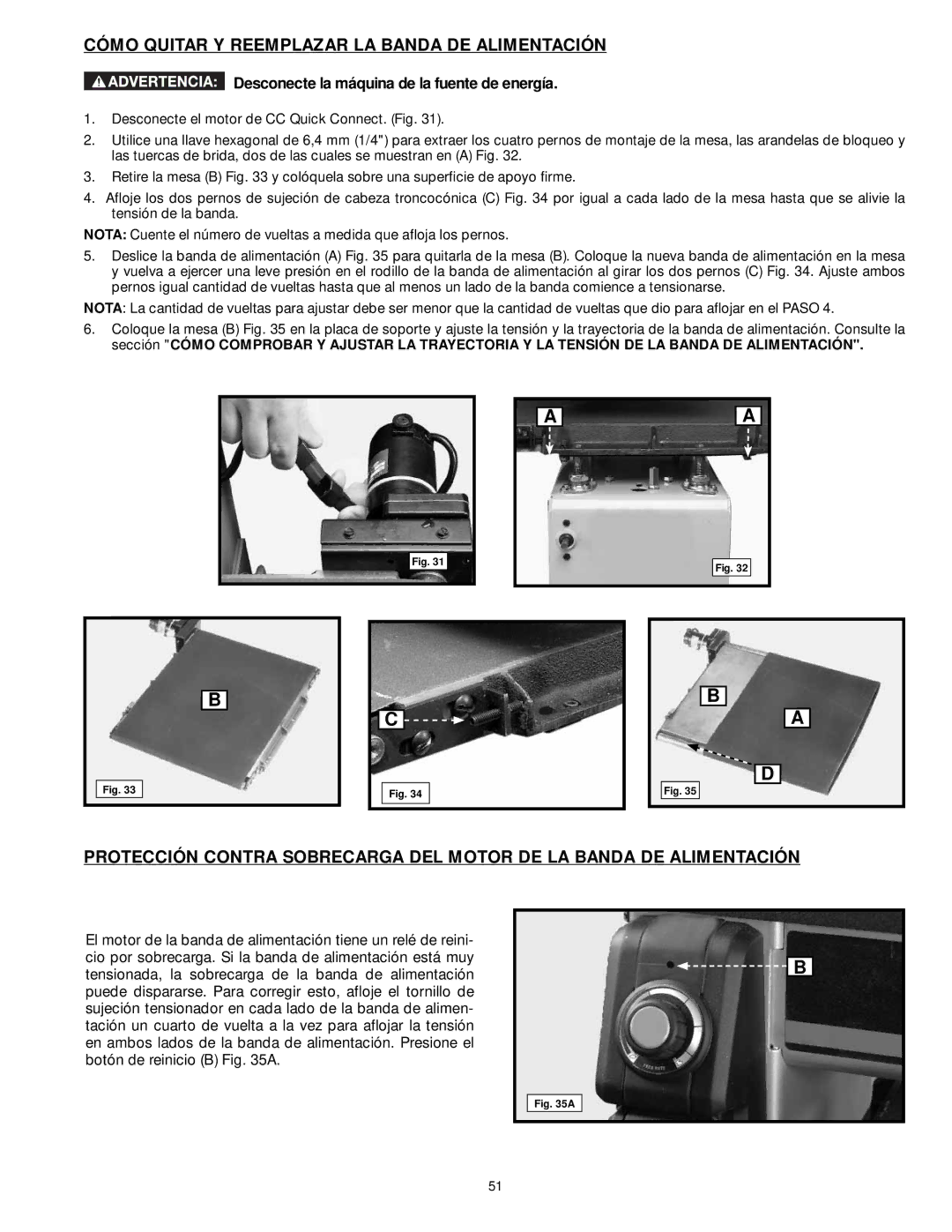 DeWalt 31-260X instruction manual Cómo Quitar Y Reemplazar LA Banda DE Alimentación 