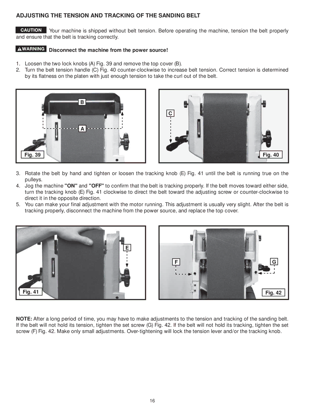 DeWalt 31-735 instruction manual Adjusting the Tension and Tracking of the Sanding Belt 