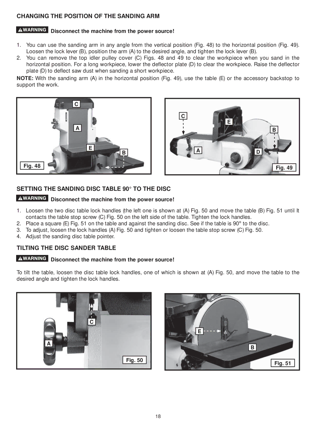 DeWalt 31-735 instruction manual Changing the Position of the Sanding ARM, Setting the Sanding Disc to the Disc 