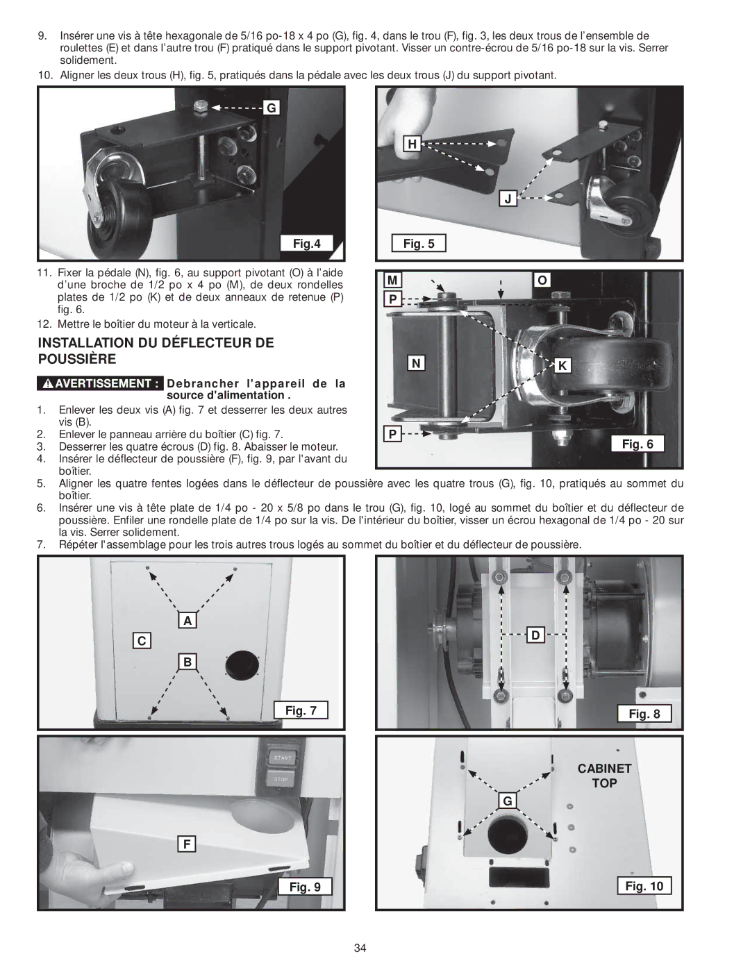 DeWalt 31-735 instruction manual Installation DU Déflecteur DE Poussière 