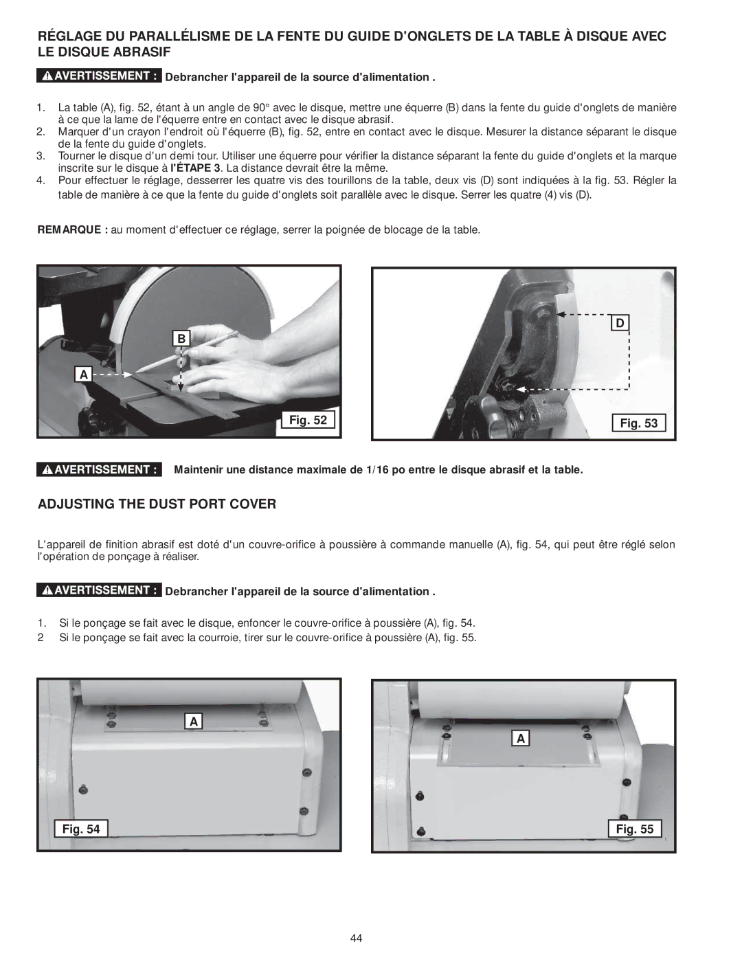 DeWalt 31-735 instruction manual Adjusting the Dust Port Cover 