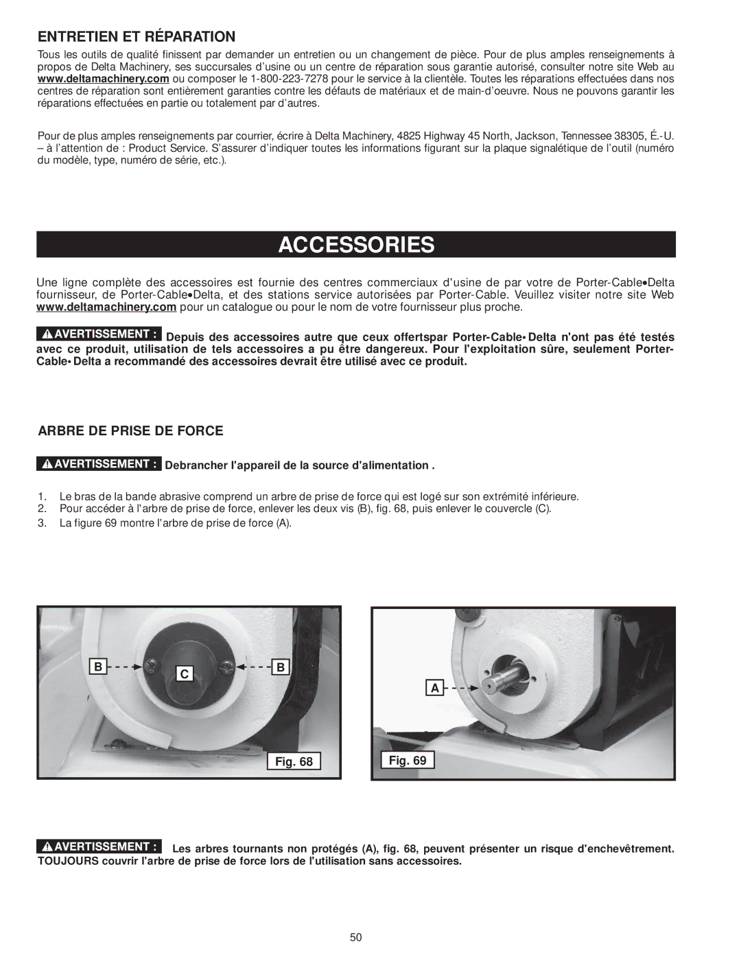 DeWalt 31-735 instruction manual Entretien ET Réparation, Arbre DE Prise DE Force 