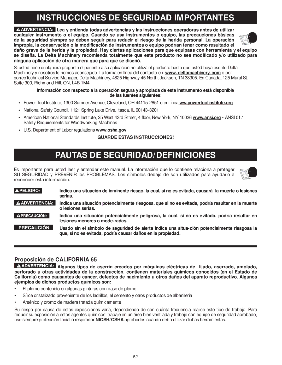 DeWalt 31-735 instruction manual Instrucciones DE Seguridad Importantes, Pautas DE SEGURIDAD/DEFINICIONES 