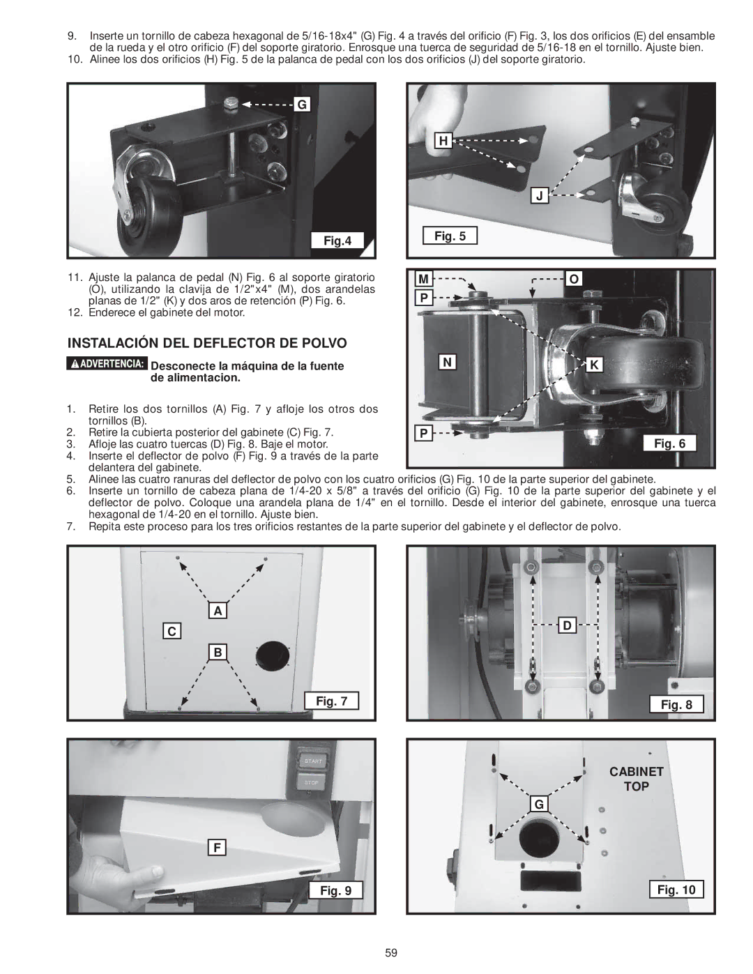 DeWalt 31-735 instruction manual Instalación DEL Deflector DE Polvo 