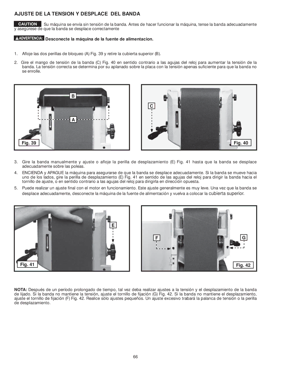 DeWalt 31-735 instruction manual Ajuste DE LA Tension Y Desplace DEL Banda 