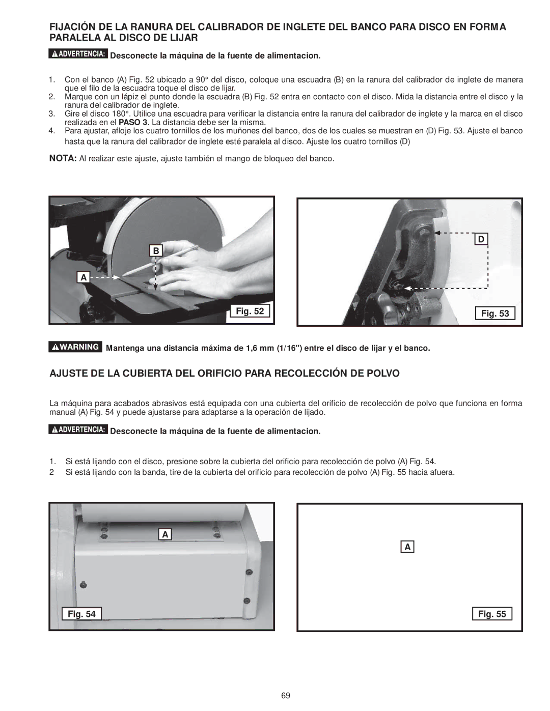 DeWalt 31-735 instruction manual Ajuste DE LA Cubierta DEL Orificio Para Recolección DE Polvo 