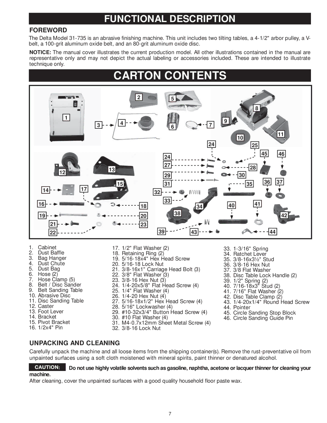 DeWalt 31-735 instruction manual Carton Contents 