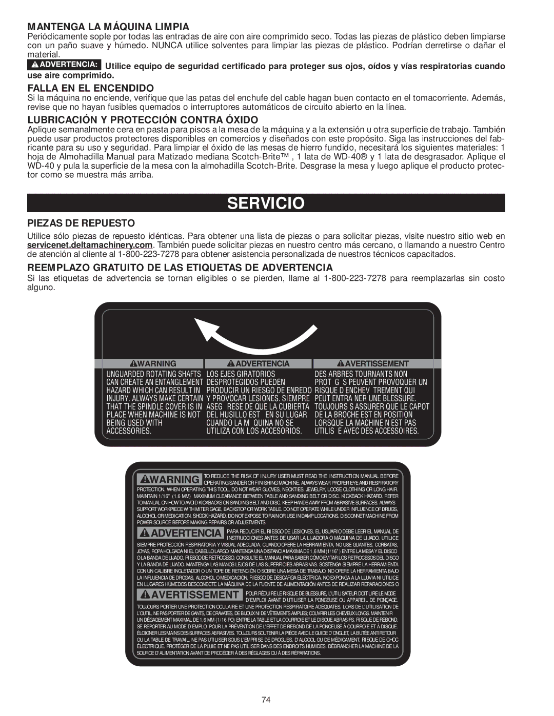 DeWalt 31-735 instruction manual Servicio 