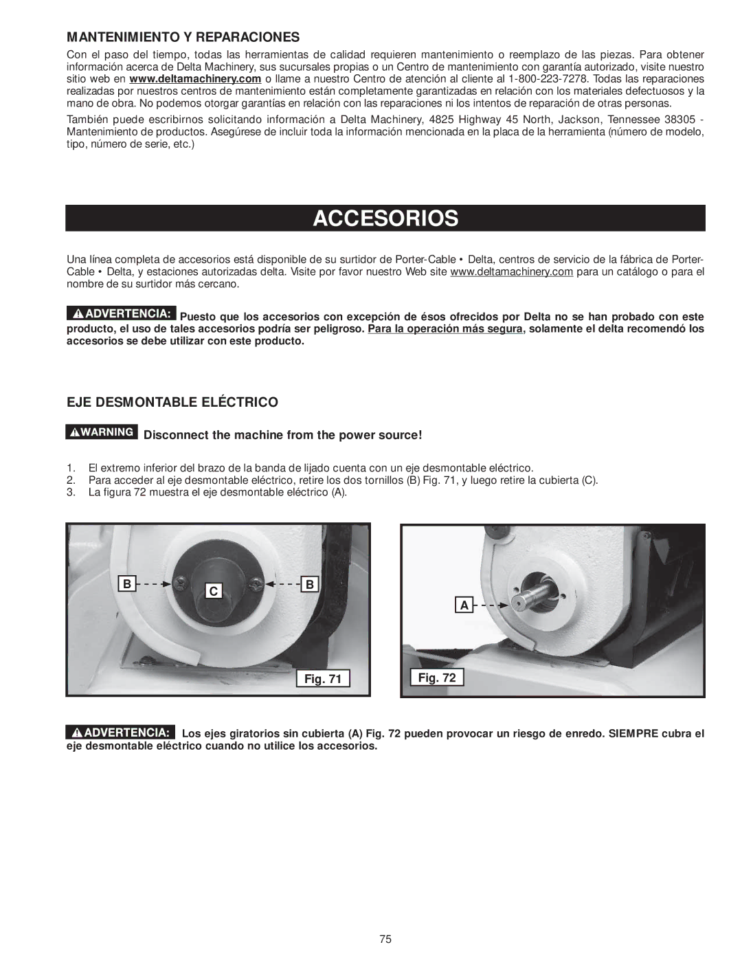 DeWalt 31-735 instruction manual Accesorios, Mantenimiento Y Reparaciones, EJE Desmontable Eléctrico 