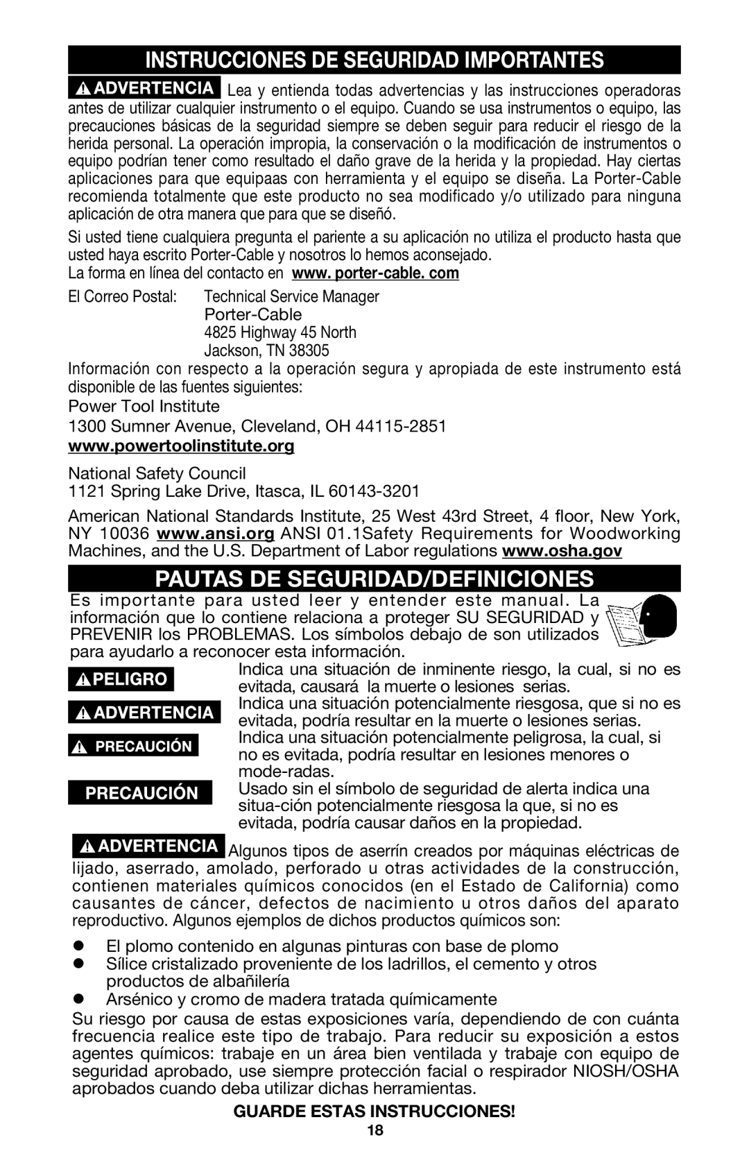 DeWalt 340 instruction manual Instrucciones DE Seguridad Importantes, Pautas DE SEGURIDAD/DEFINICIONES 