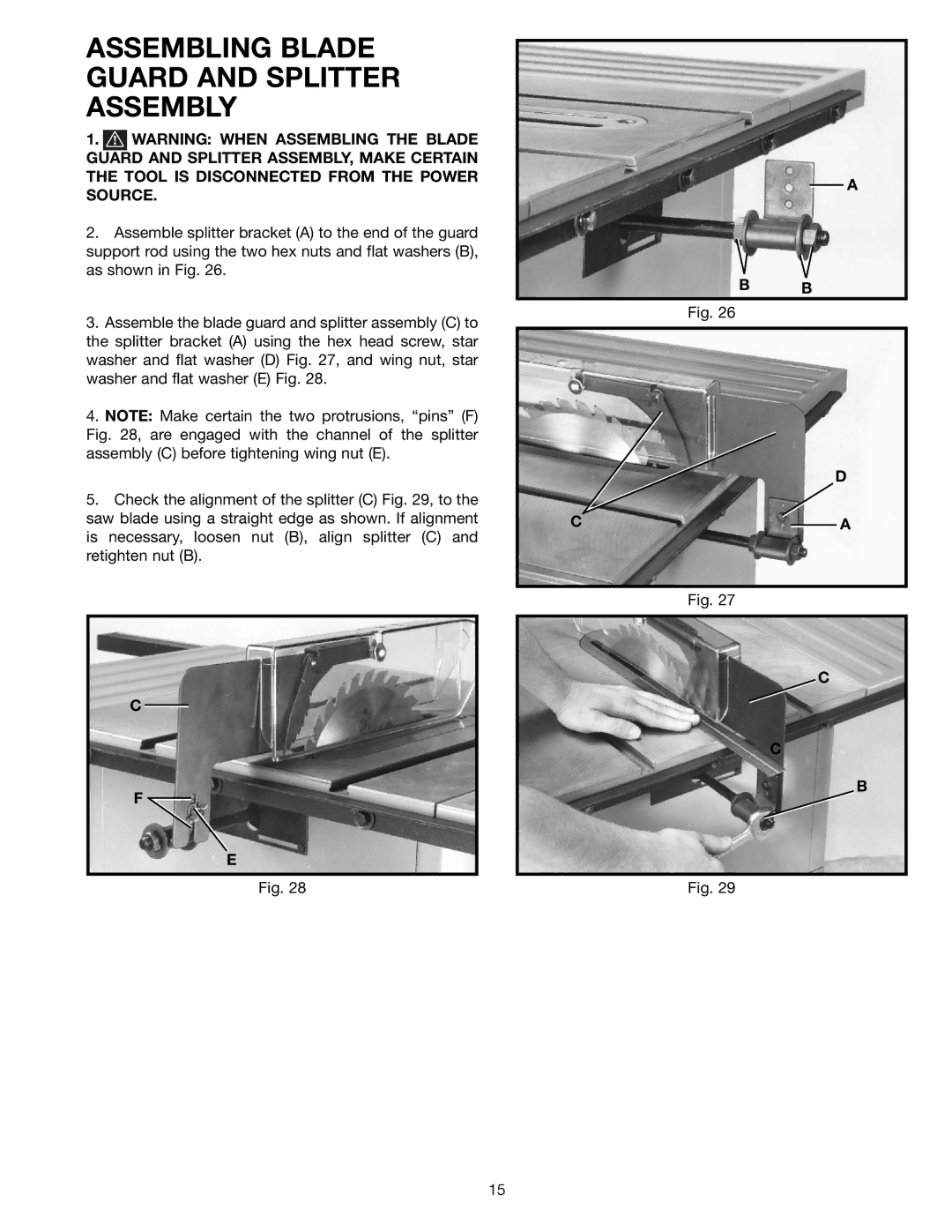 DeWalt 36-600 instruction manual Assembling Blade Guard and Splitter Assembly 