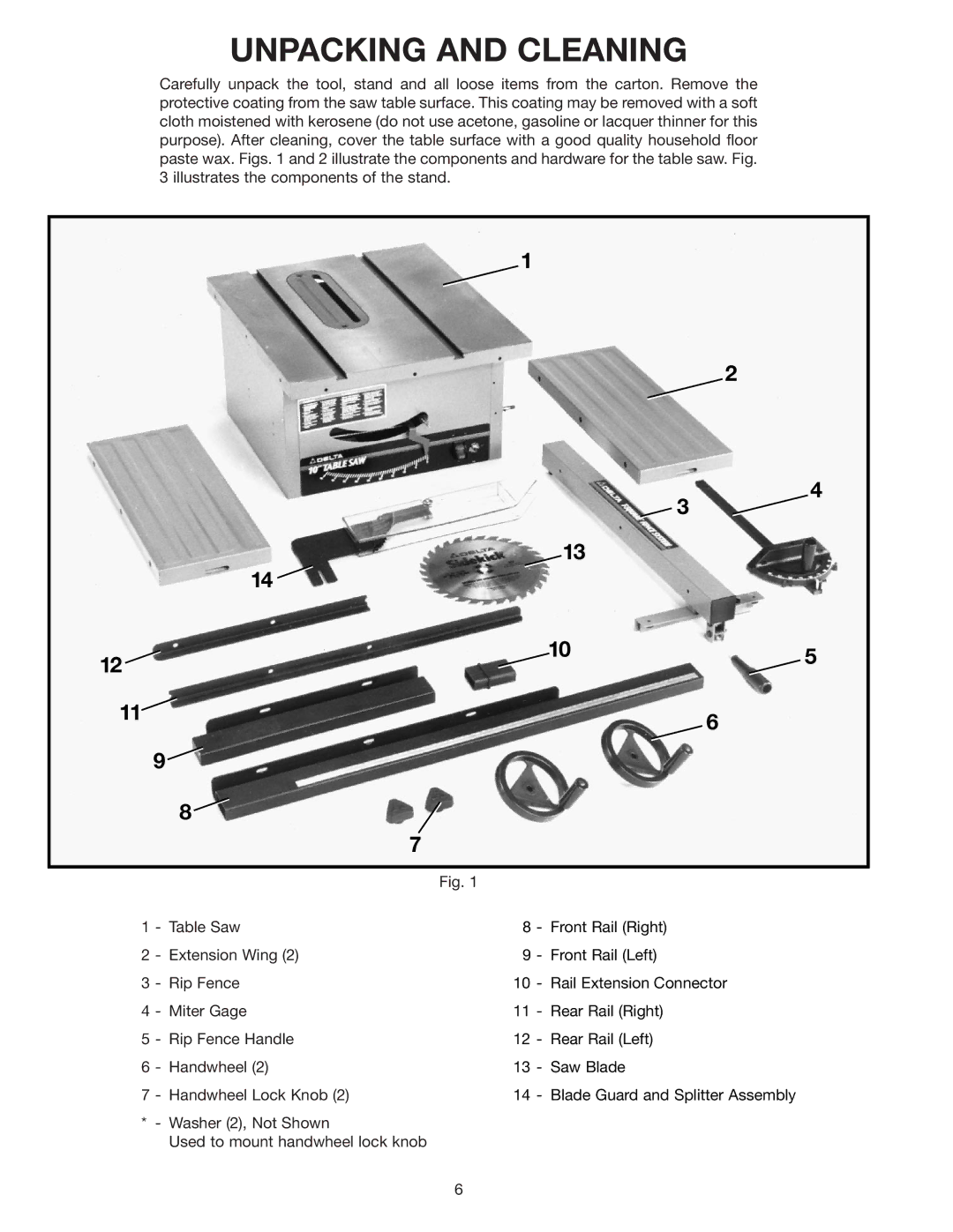 DeWalt 36-600 instruction manual Unpacking and Cleaning 