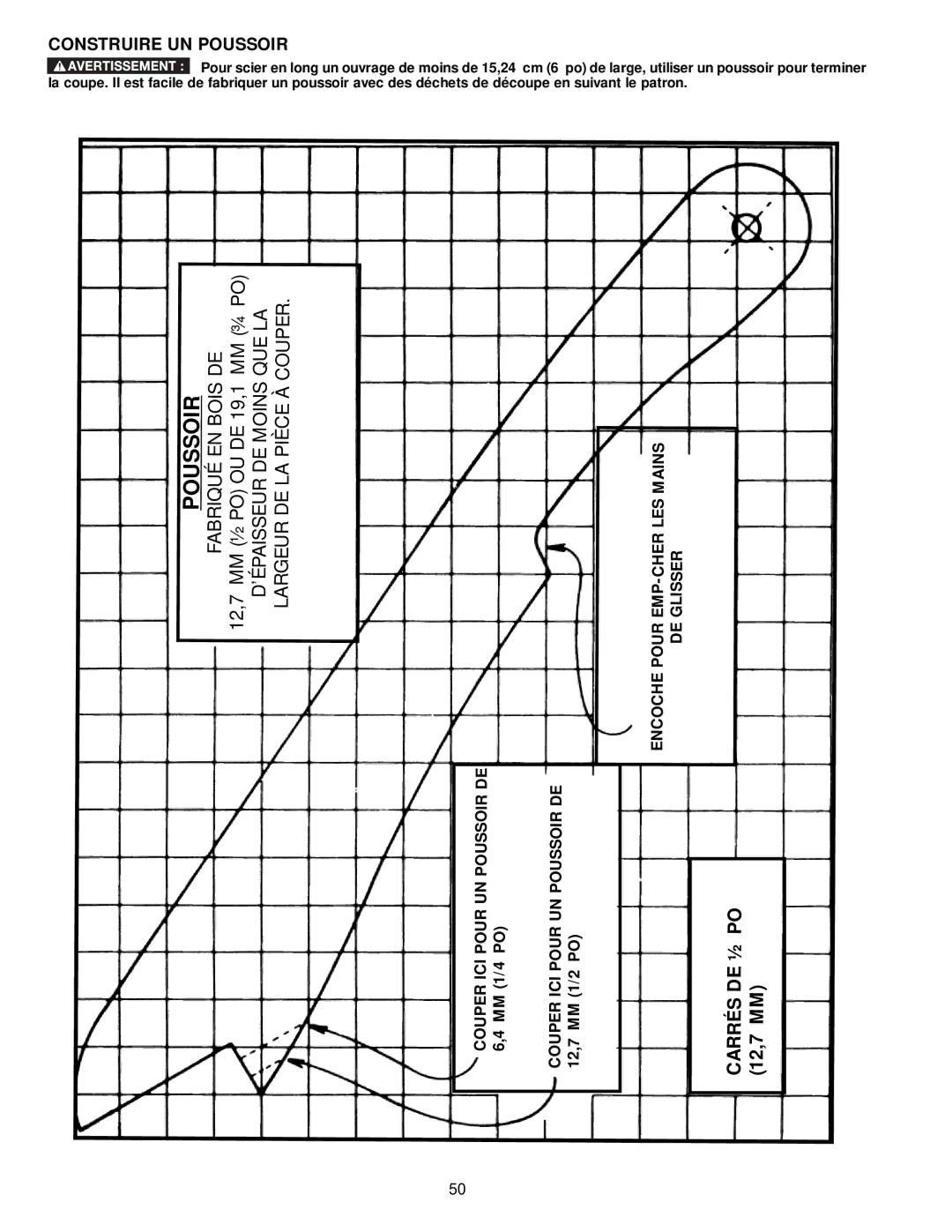 DeWalt 36-714 instruction manual Construire UN Poussoir 