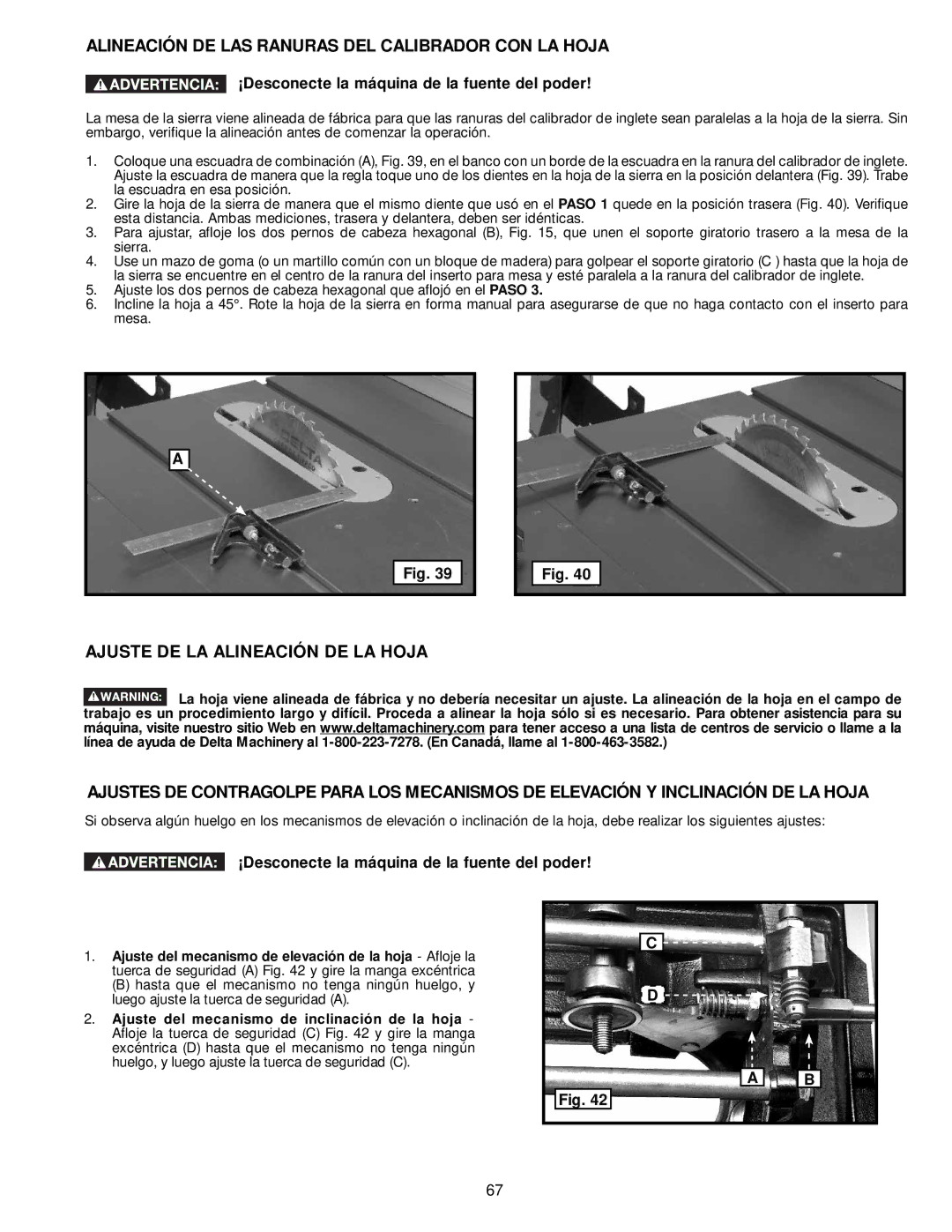 DeWalt 36-714 instruction manual Alineación DE LAS Ranuras DEL Calibrador CON LA Hoja 