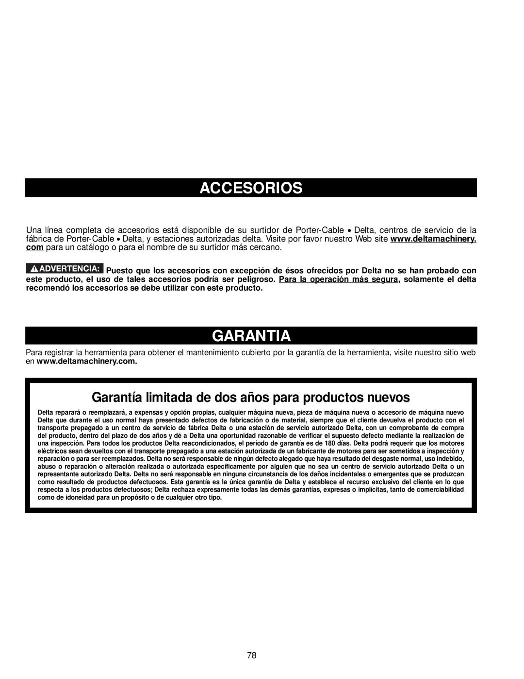 DeWalt 36-714 instruction manual Accesorios, Garantia 