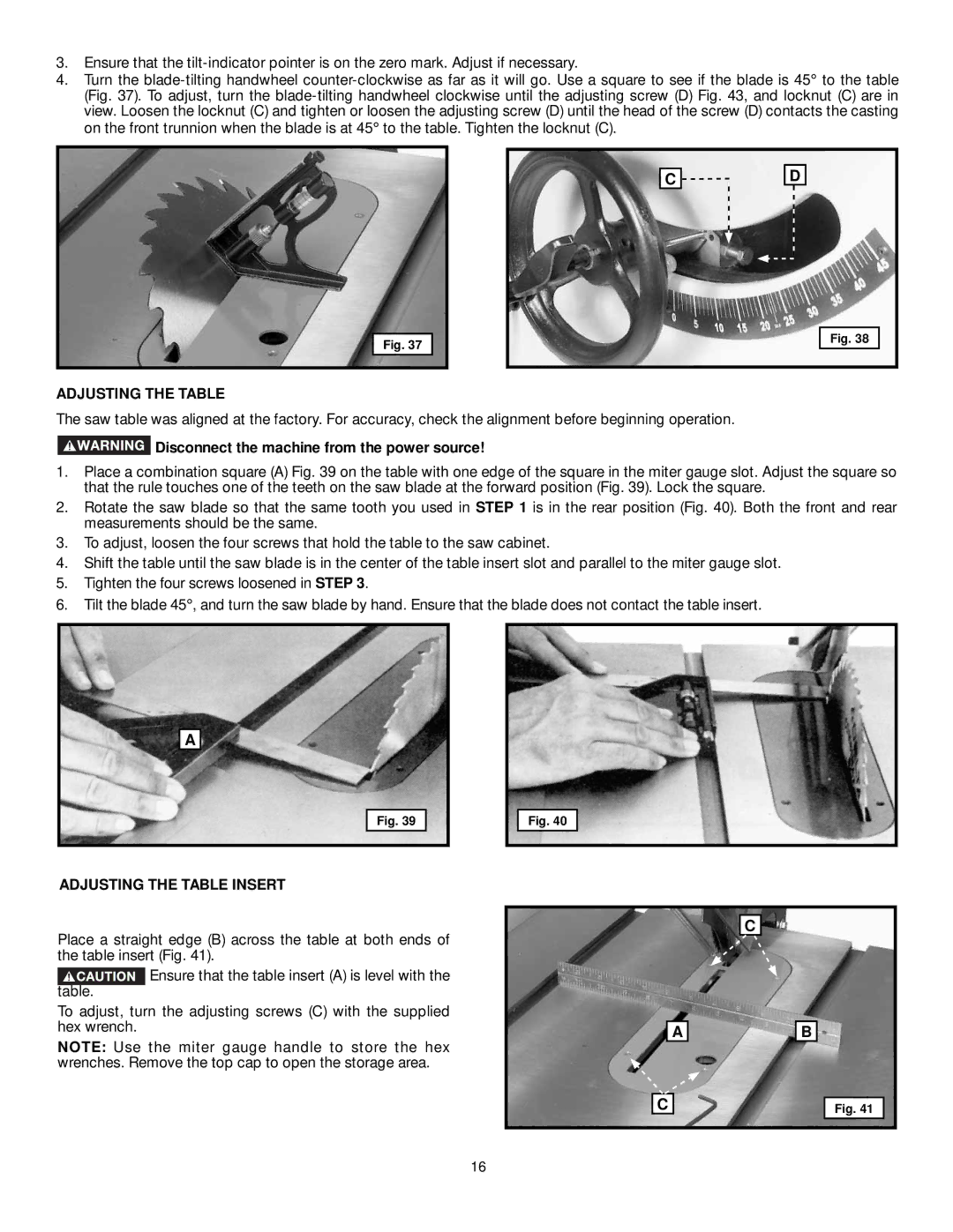 DeWalt 36-L51L, 36-L31X, 36-L53L, 36-L51X instruction manual Adjusting the Table Insert 