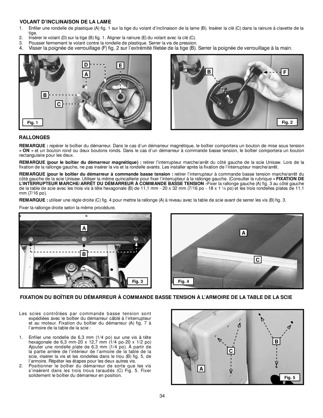 DeWalt 36-L51L, 36-L31X, 36-L53L, 36-L51X instruction manual Volant D’INCLINAISON DE LA Lame, Rallonges 