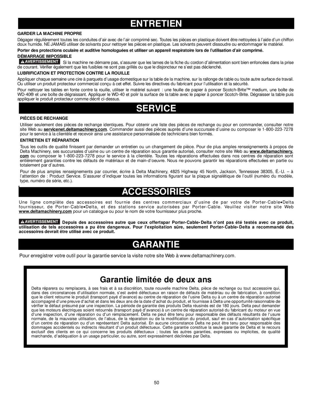 DeWalt 36-L53L, 36-L31X, 36-L51X, 36-L51L instruction manual Entretien, Accessoiries, Garantie 