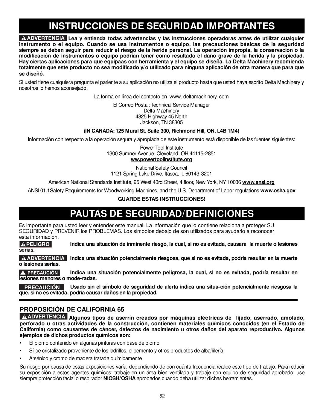 DeWalt 36-L51L, 36-L31 Instrucciones DE Seguridad Importantes, Pautas DE SEGURIDAD/DEFINICIONES, Proposición DE California 