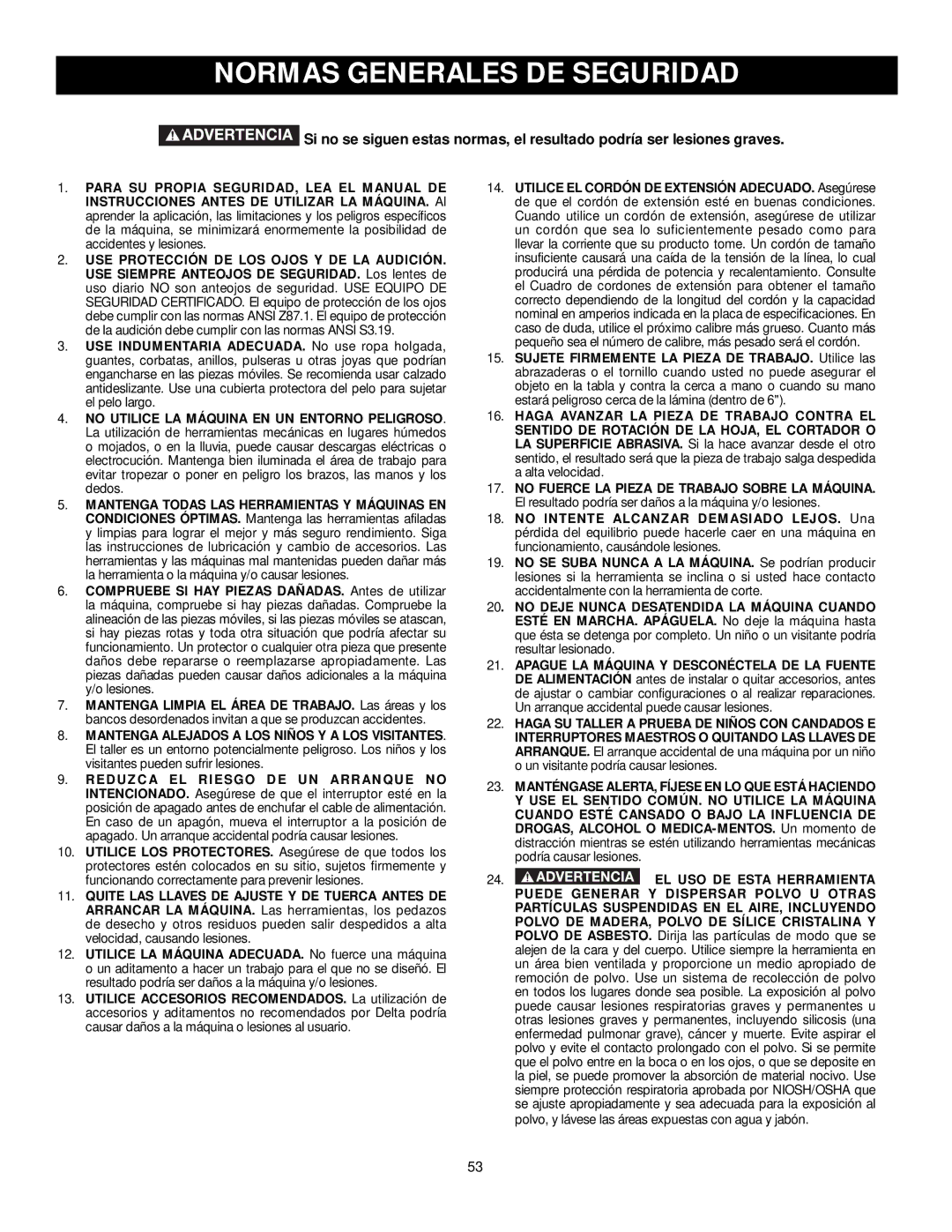 DeWalt 36-L31X, 36-L53L, 36-L51X, 36-L51L instruction manual Normas Generales DE Seguridad, EL USO DE Esta Herramienta 