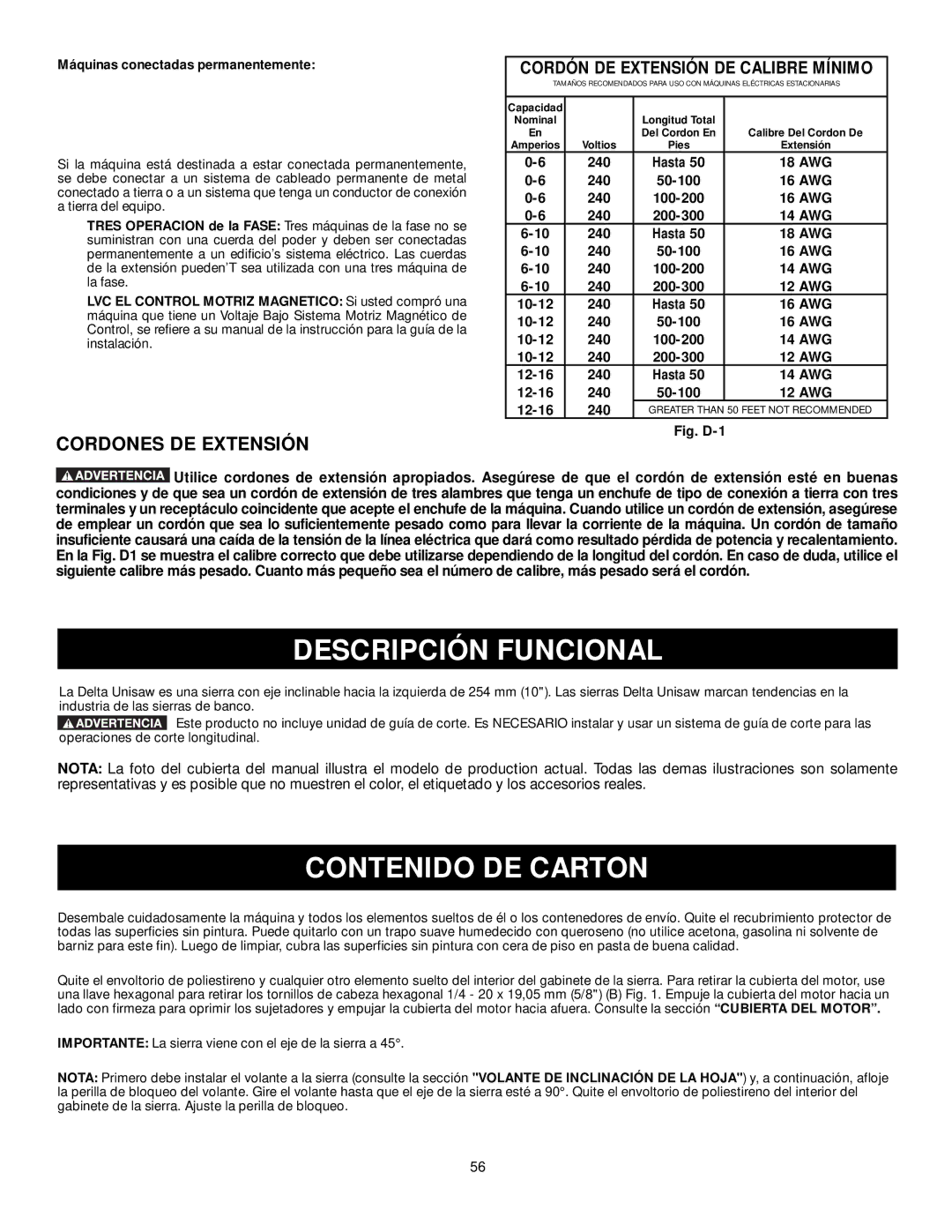 DeWalt 36-L53L, 36-L31X, 36-L51X, 36-L51L Descripción Funcional, Contenido DE Carton, Cordones DE Extensión 