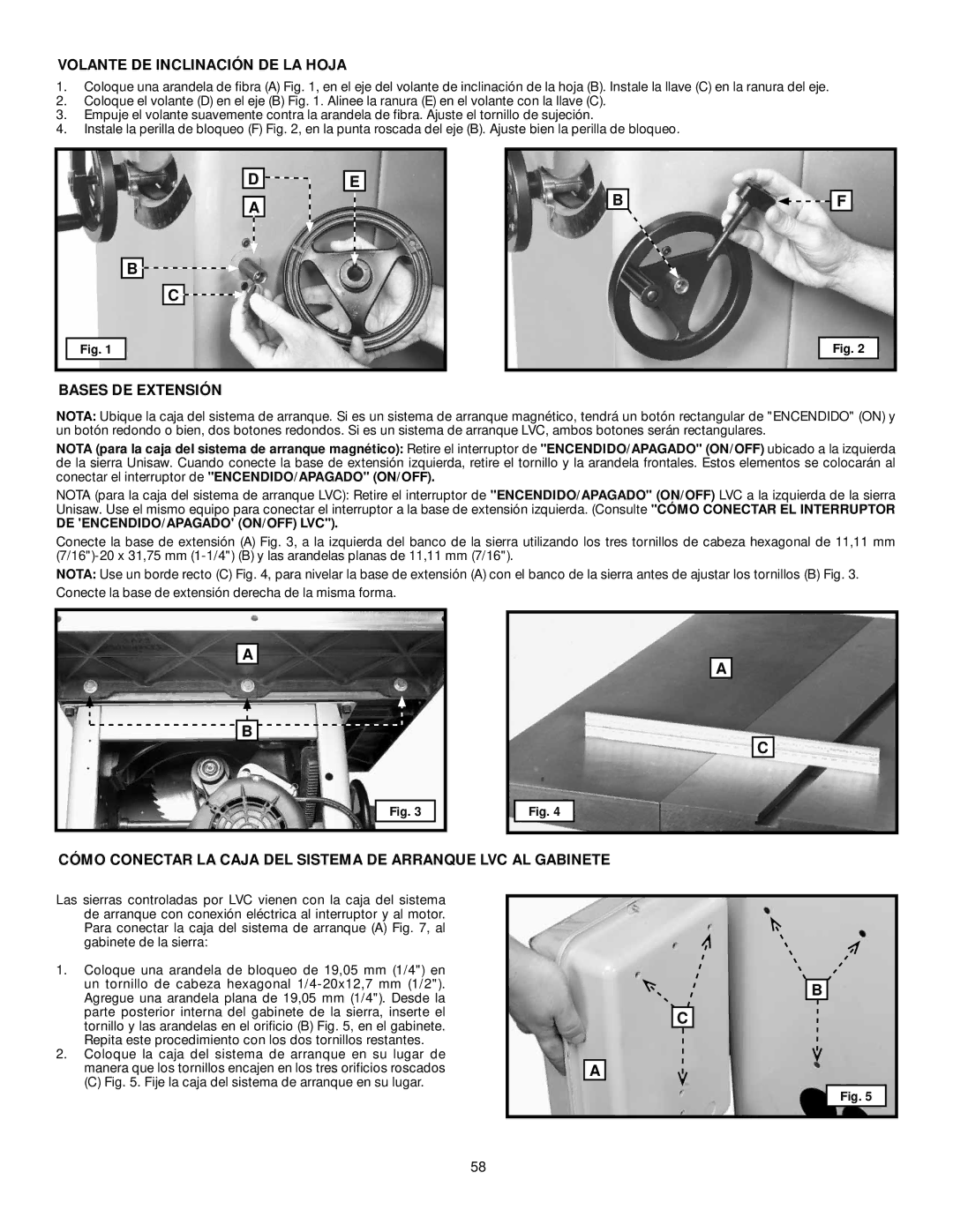 DeWalt 36-L51L, 36-L31X, 36-L53L Volante DE Inclinación DE LA Hoja, Bases DE Extensión, De Encendido/Apagado On/Off Lvc 