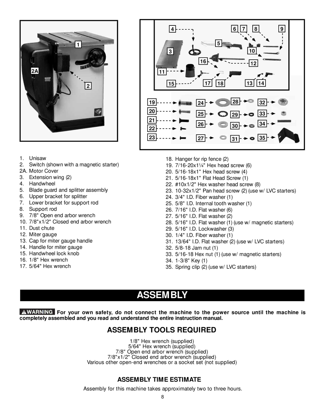 DeWalt 36-L53L, 36-L31X, 36-L51X, 36-L51L instruction manual Assembly Time Estimate 