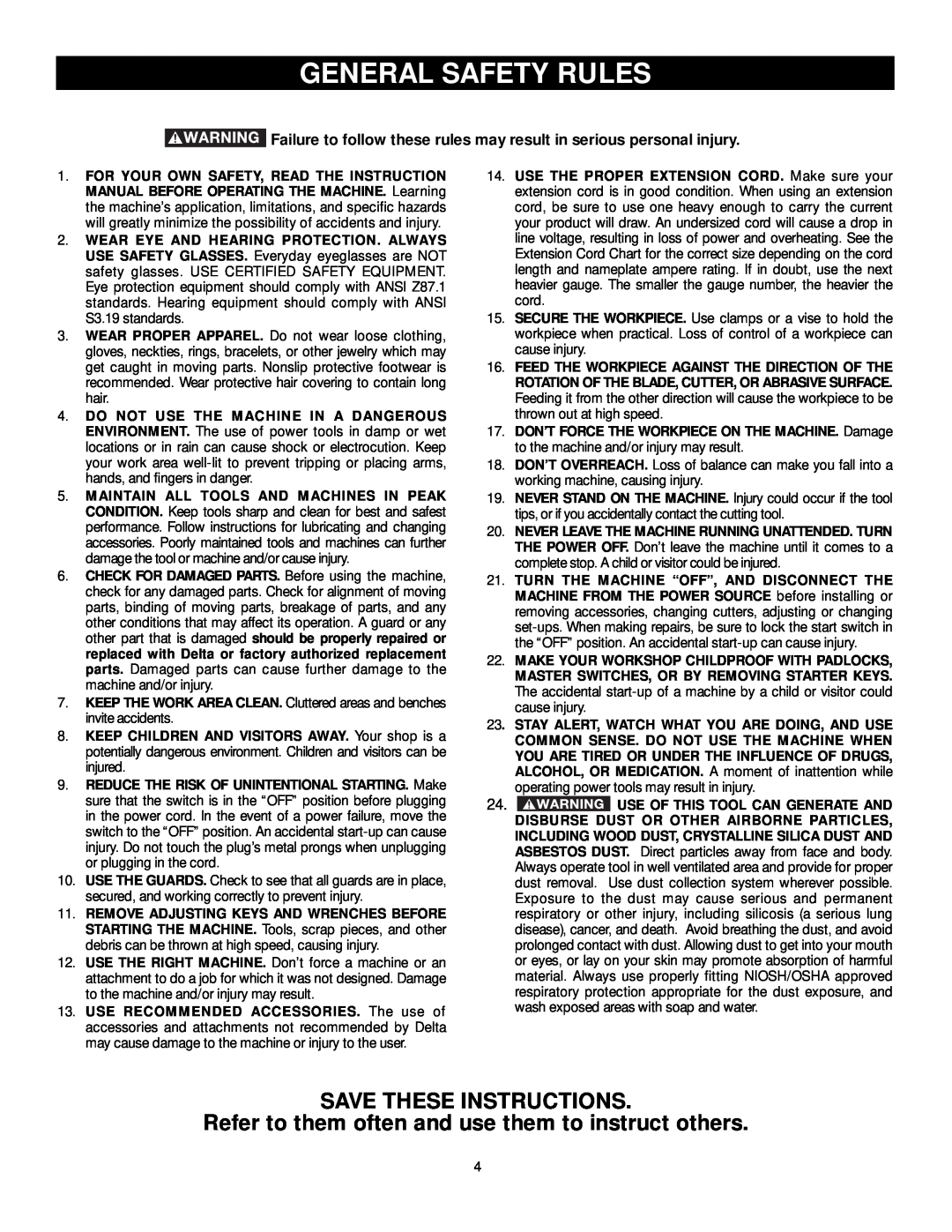 DeWalt 36-L51L, 36-L31X General Safety Rules, Save These Instructions, Refer to them often and use them to instruct others 